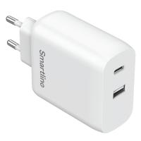 Väggladdare, USB-C, PD + USB-A, QC